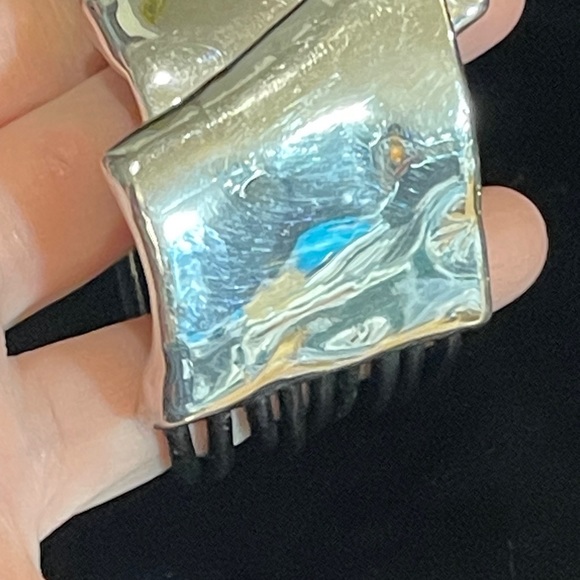 Sterling silver modernist 925 Israel bracelet multi strand leather strap - Picture 4 of 11